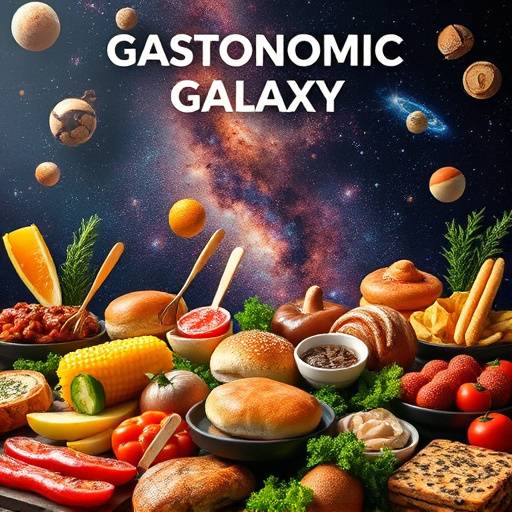 Poster for 'Gastronomic Galaxy' - A unique international food show compilation.